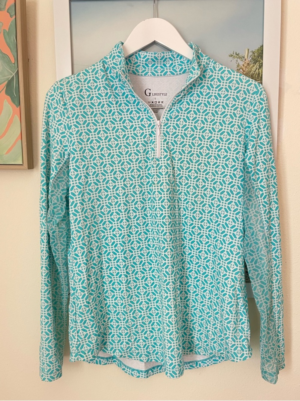 Gottex G Lifestyle Golf Mock Neck 1/4 Zip Top UPF 50 Size Large